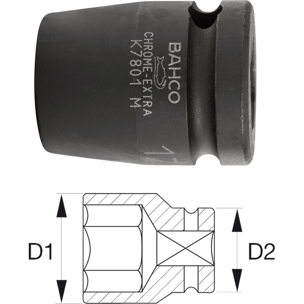 Impact socket wrench insert hexagon 1/2"