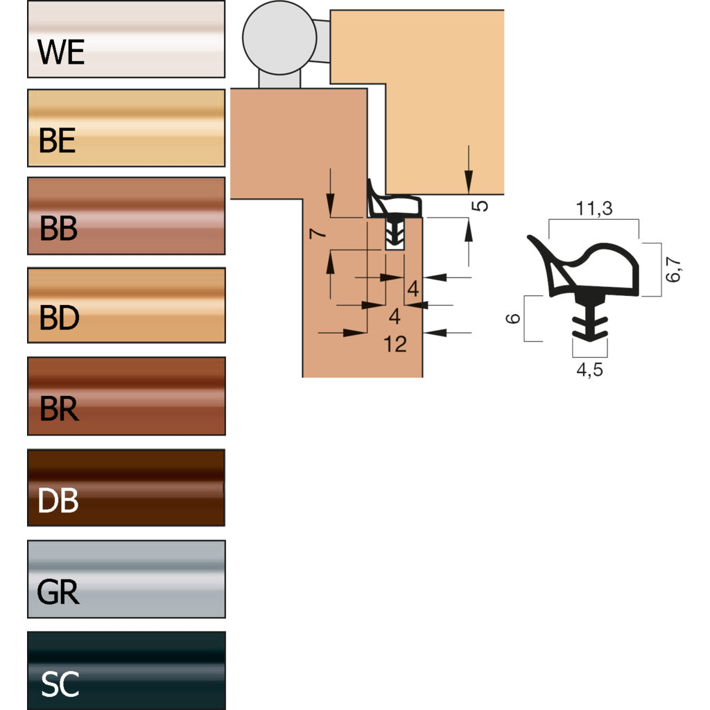 Door seal V 1015 short collar