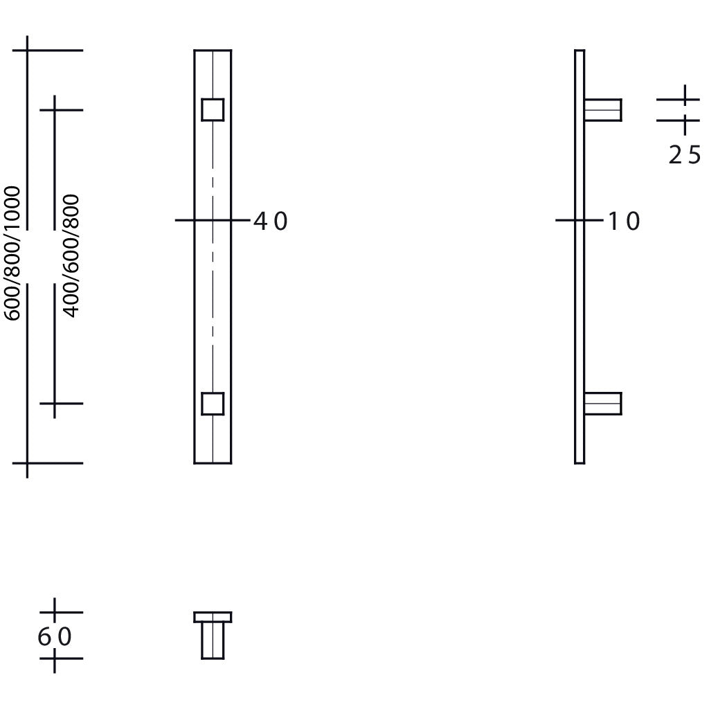 Pull handle flat profile/straight