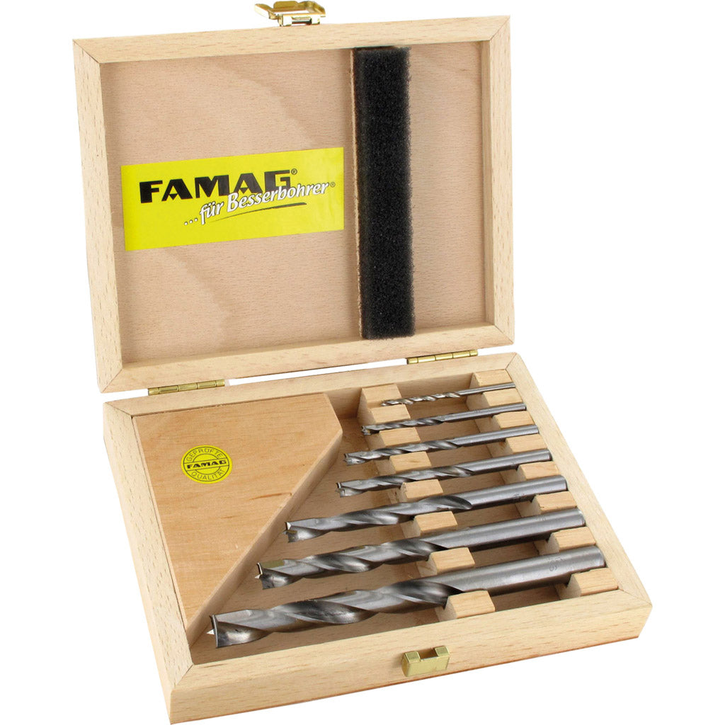 Wood twist drill set HM-tipped 7-piece