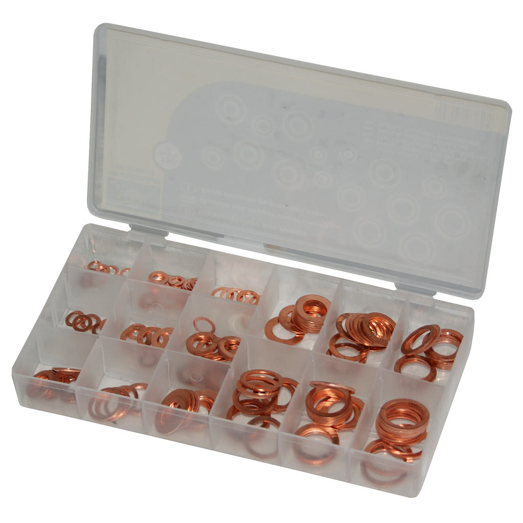 Copper sealing ring assortment 150 pieces