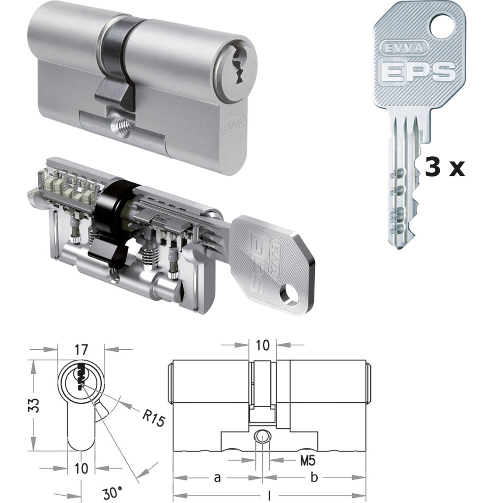 Double cylinder locking system EPS module / matt nickel