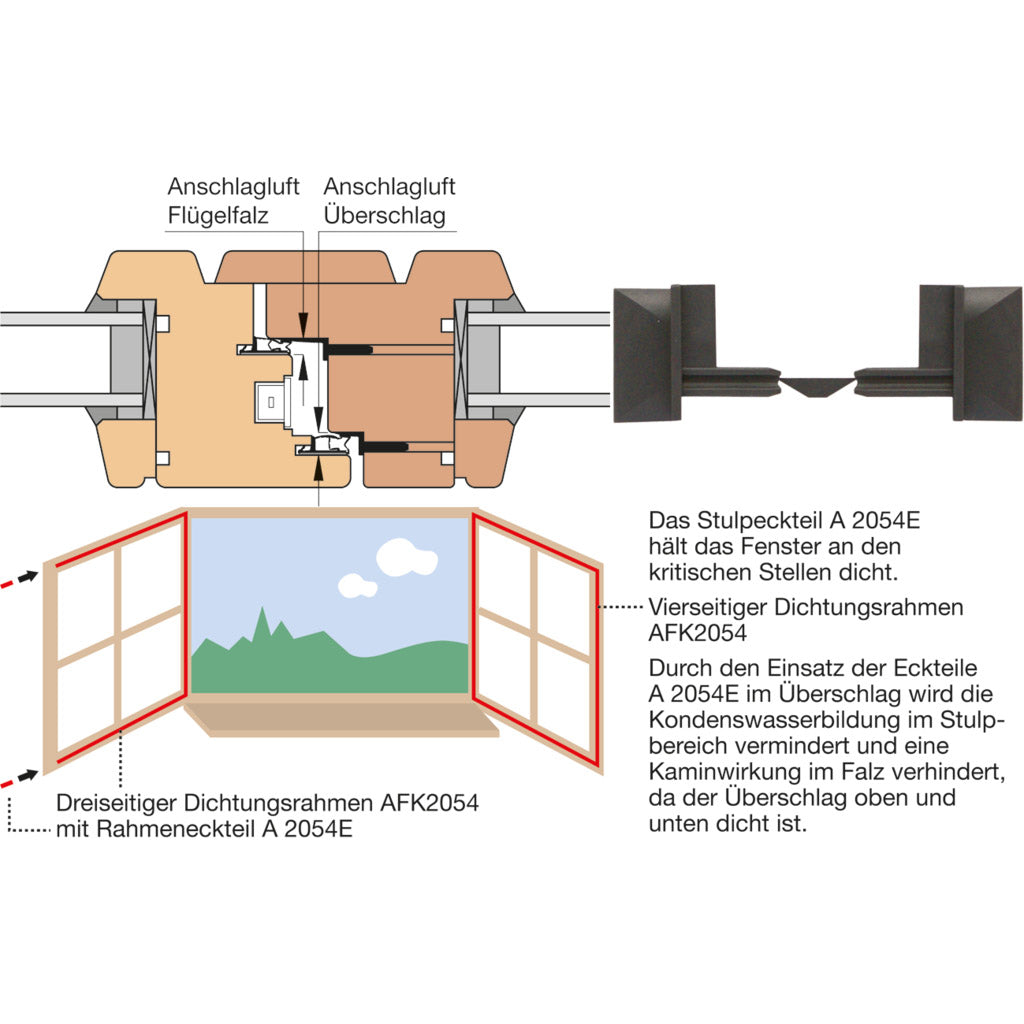 Corner part A 2054E1 for standard rebate