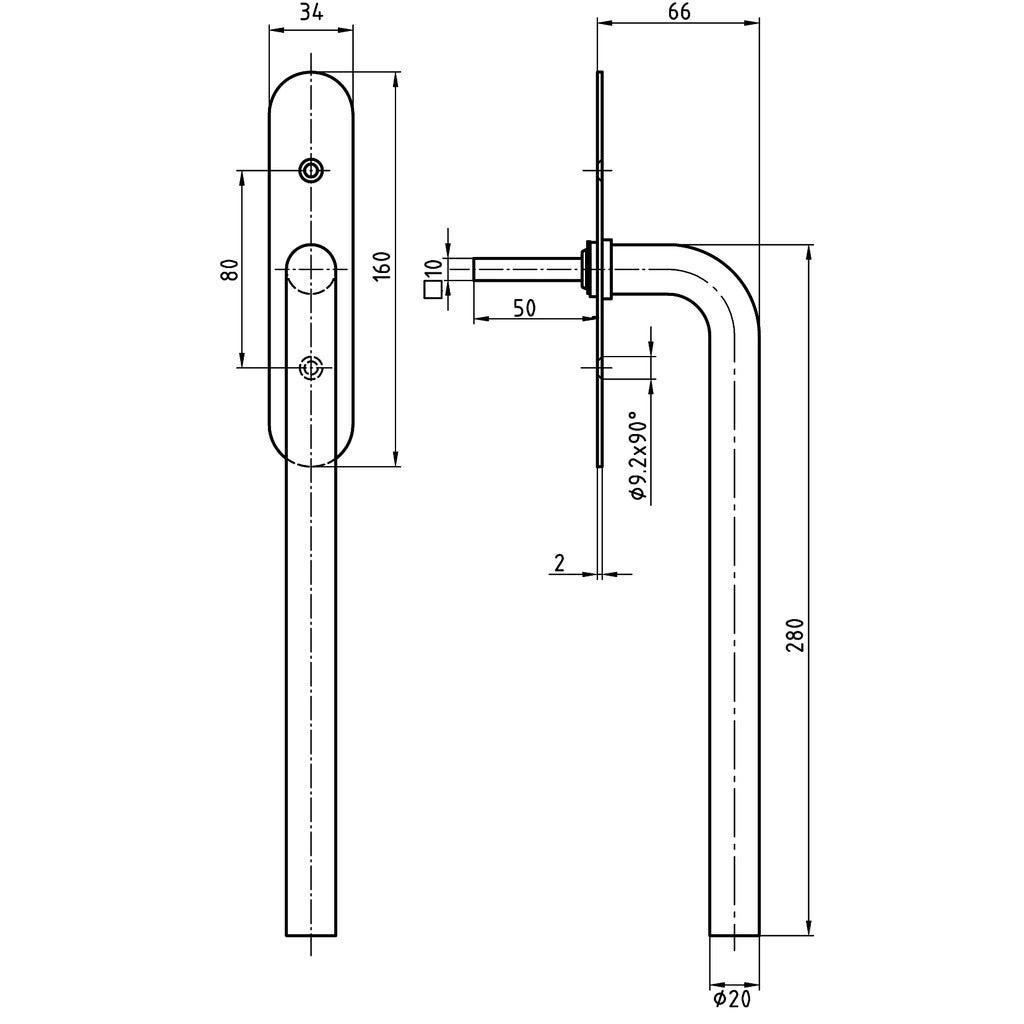 Lift-sliding door handle 5057-280/5613