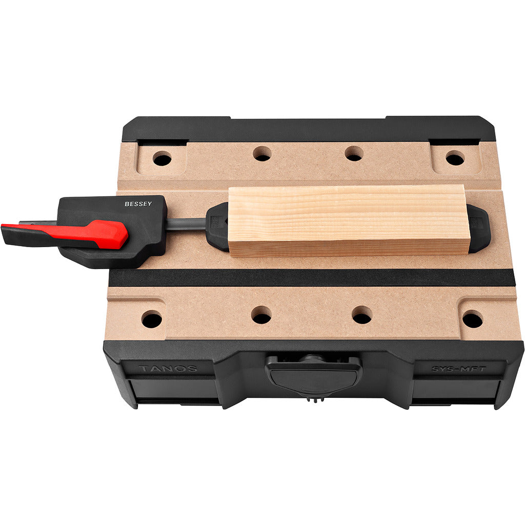 Horizontal pull-down clamp for multifunctional tables