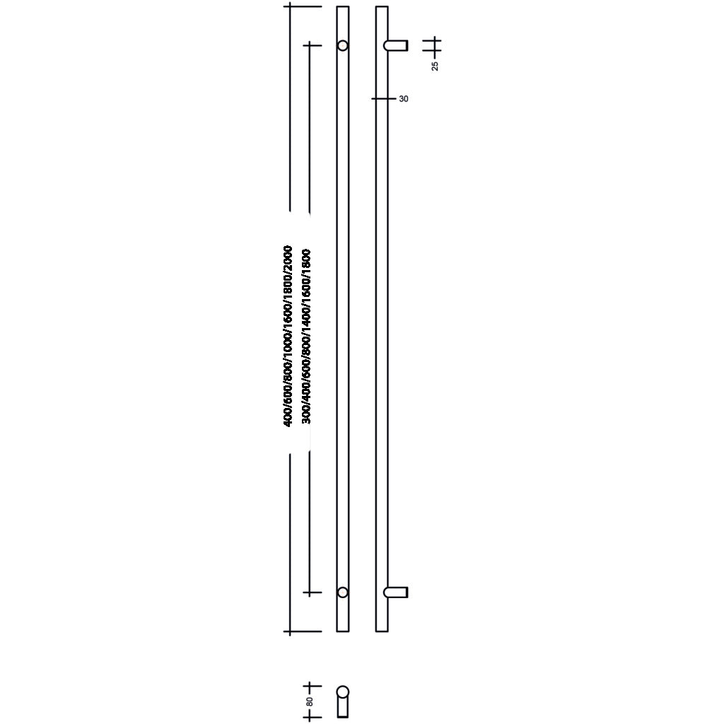 Pull handle railing 30/straight