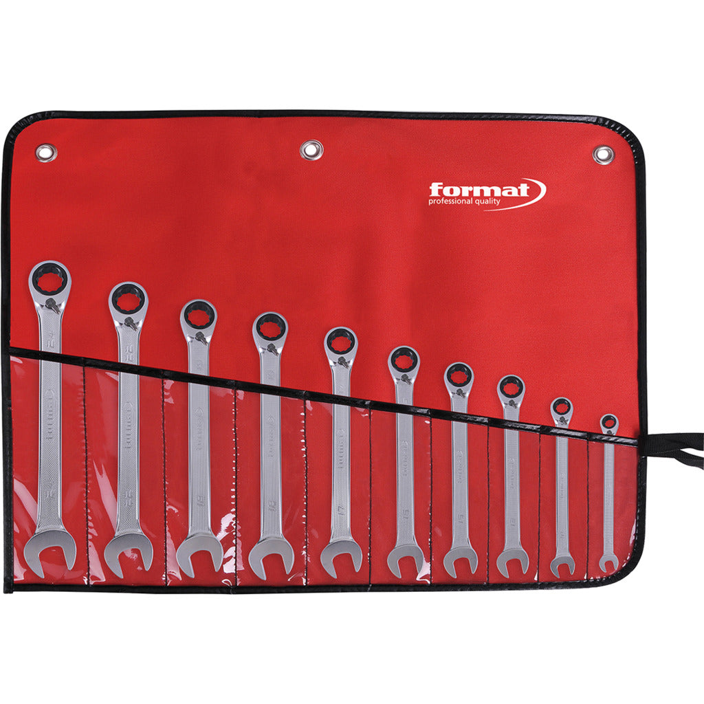 Ring ratchet wrench set / 10 pieces