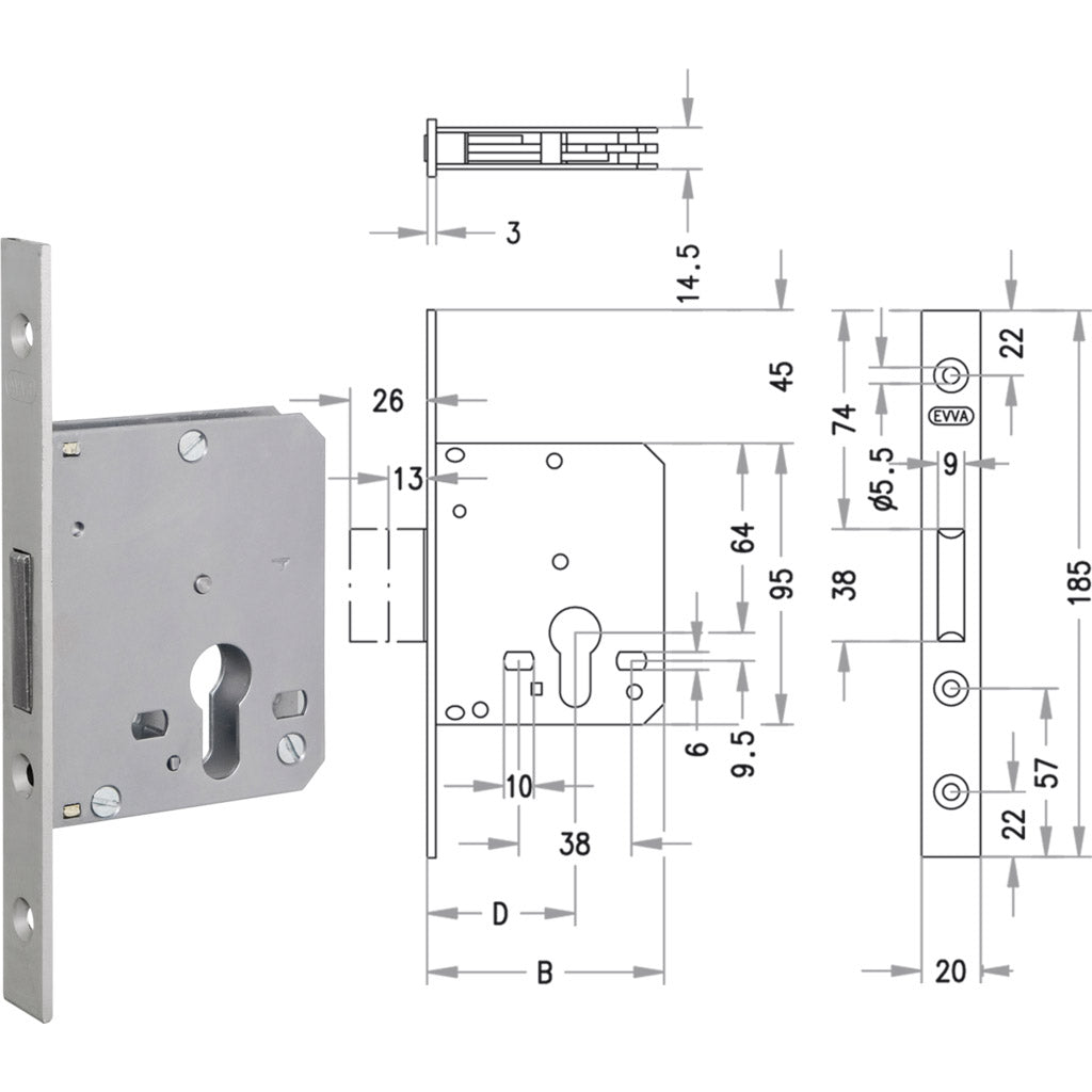 Mortise lock E730
