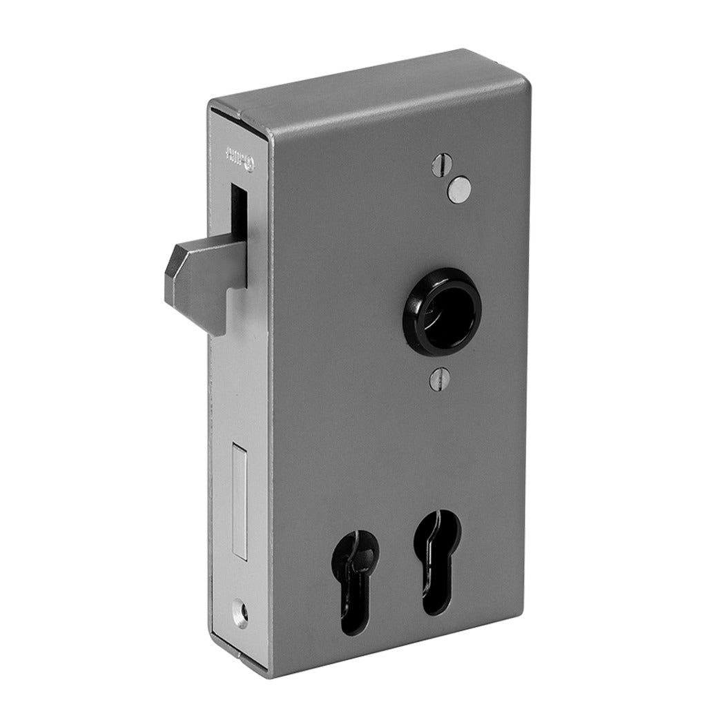 Sliding gate lock case for 2 cylinders blank No. 140SD