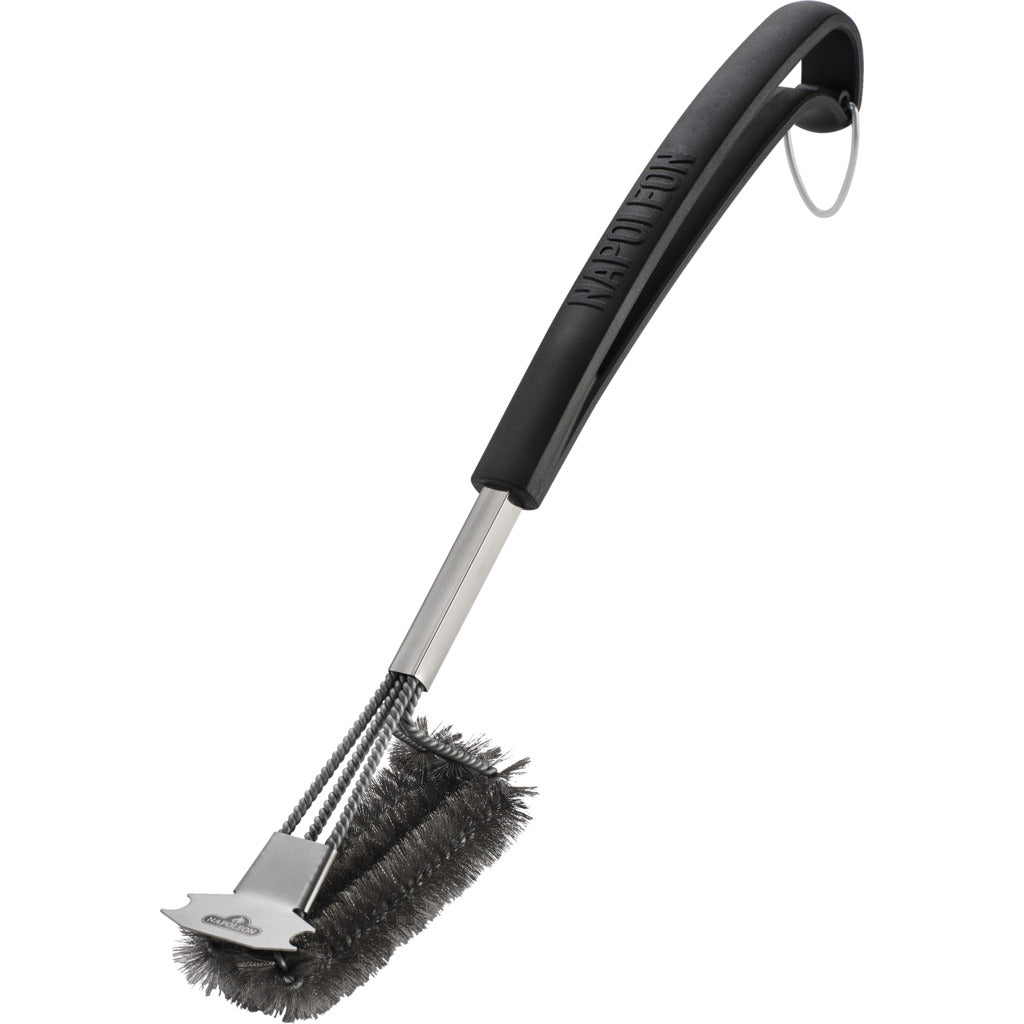 Stainless steel parallel grill brush 3-row / with scraper