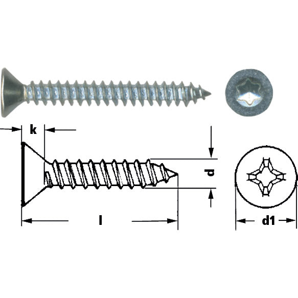 Self-tapping screw countersunk head Torx 25