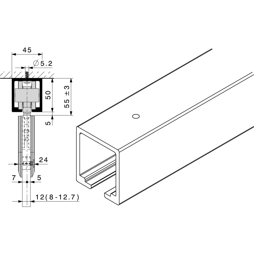 Running track HAWA-Junior 120 / custom length
