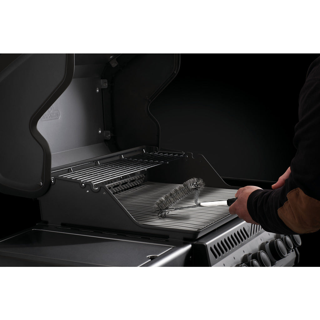 Stainless steel parallel grill brush 3-row / with scraper