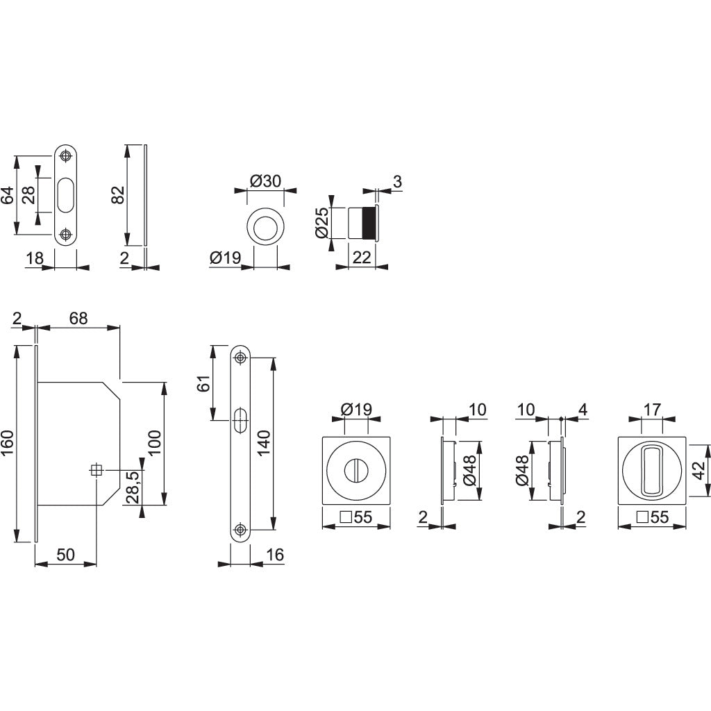 Schiebetürmuschel-Set 4921-WC