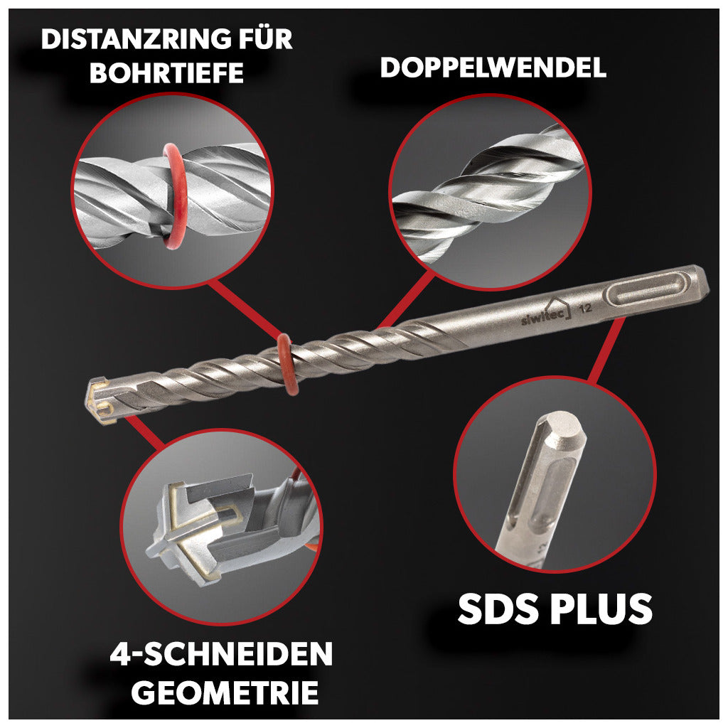Siwitec SDS Plus Betonbohrer Set 7-teilig / 156 mm