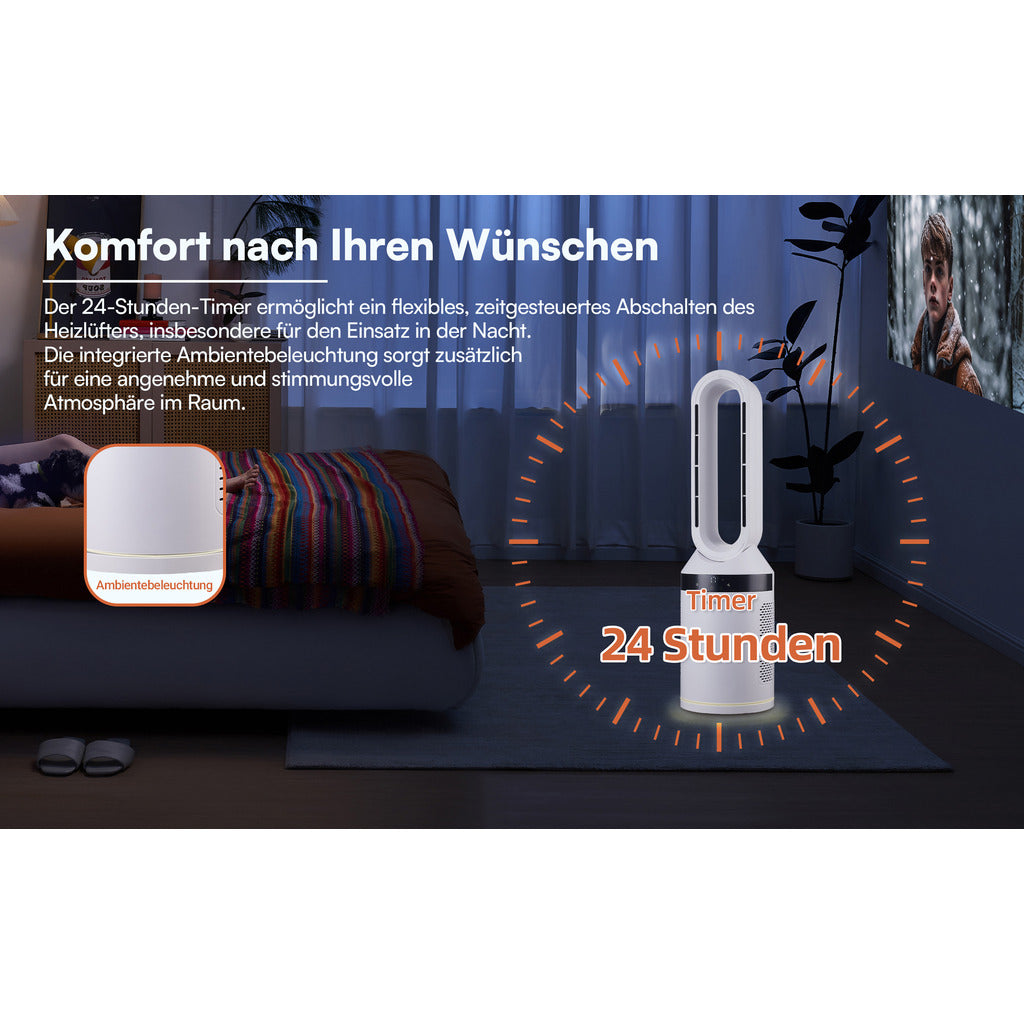 BE COOL Rotorloser 2in1 Turmheizlüfter mit Ventilatorfunktion