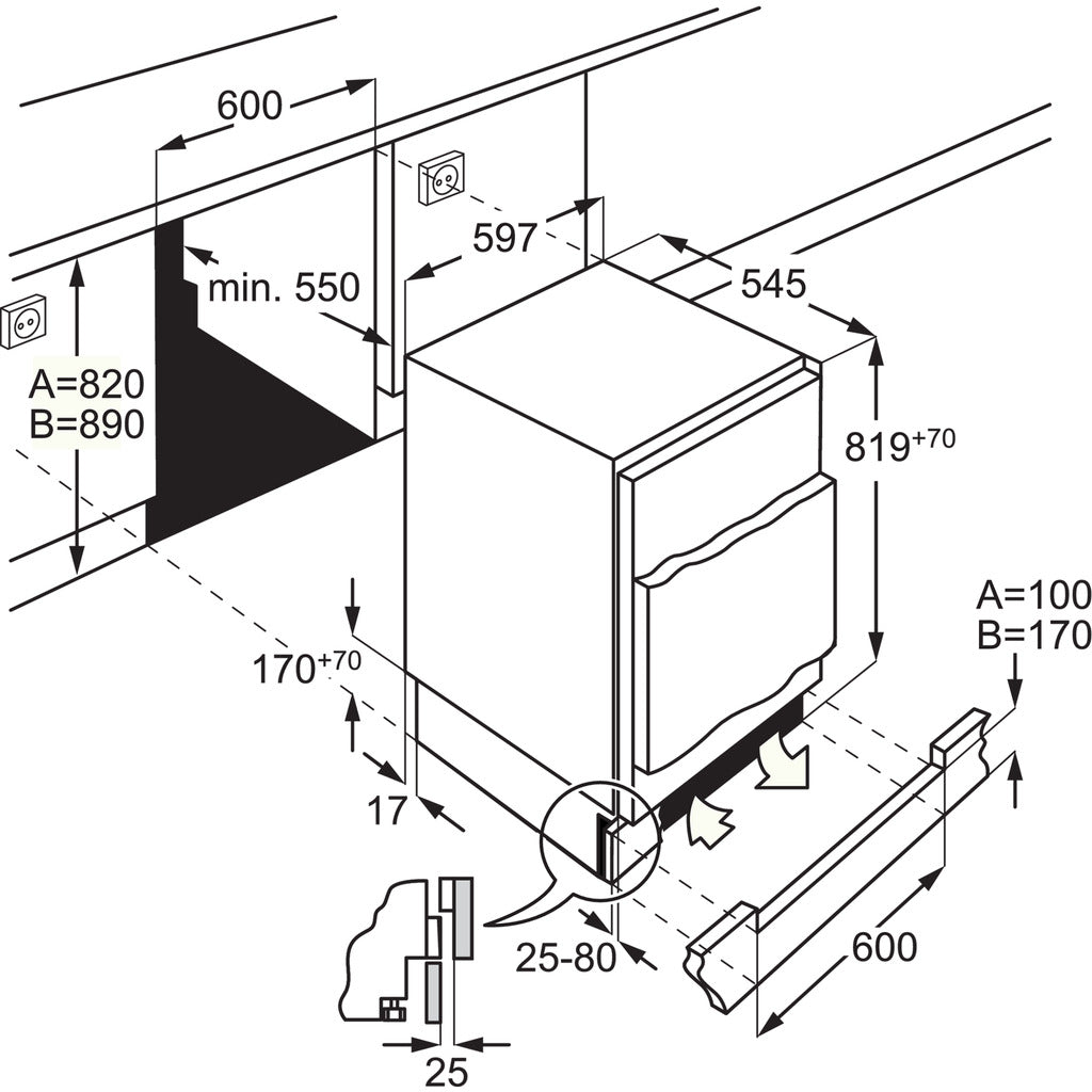 Unterbau-Kühlschrank ohne Gefrierfach LXB3AE82R