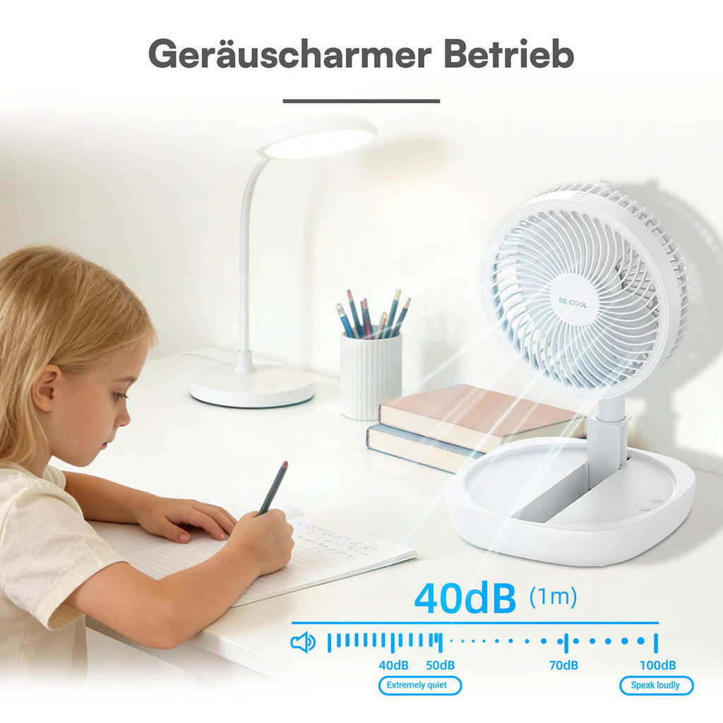 BE COOL Klappventilator mit Akku und Teleskoprohr