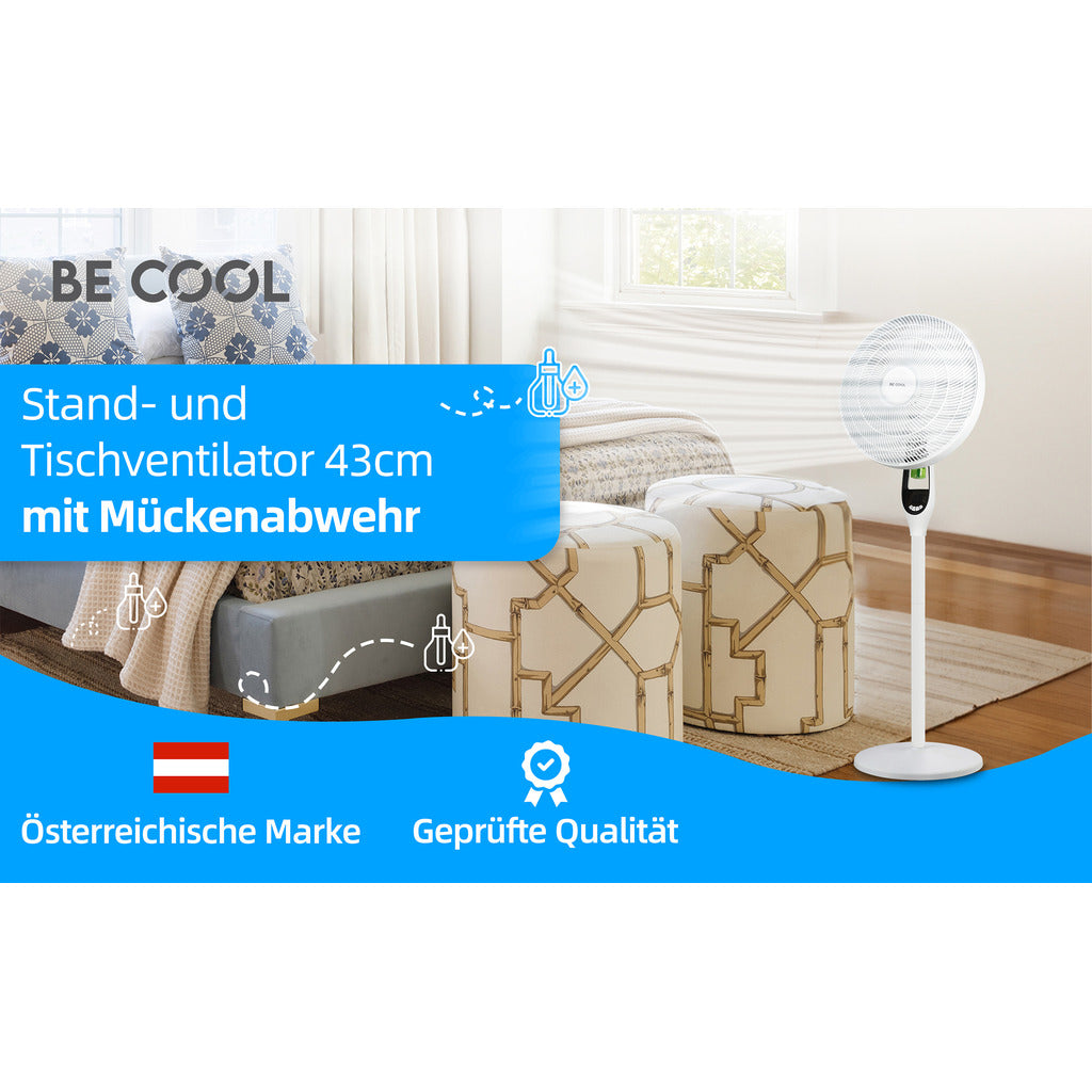 BE COOL Stand- und Tischventilator mit Mückenabwehr