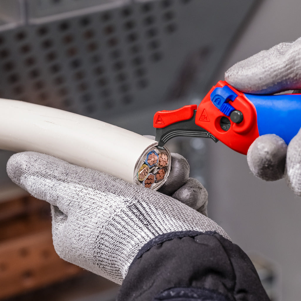Knipex Abmantelungsmesser mit Gleitschuh &amp; Ratschenfunktion