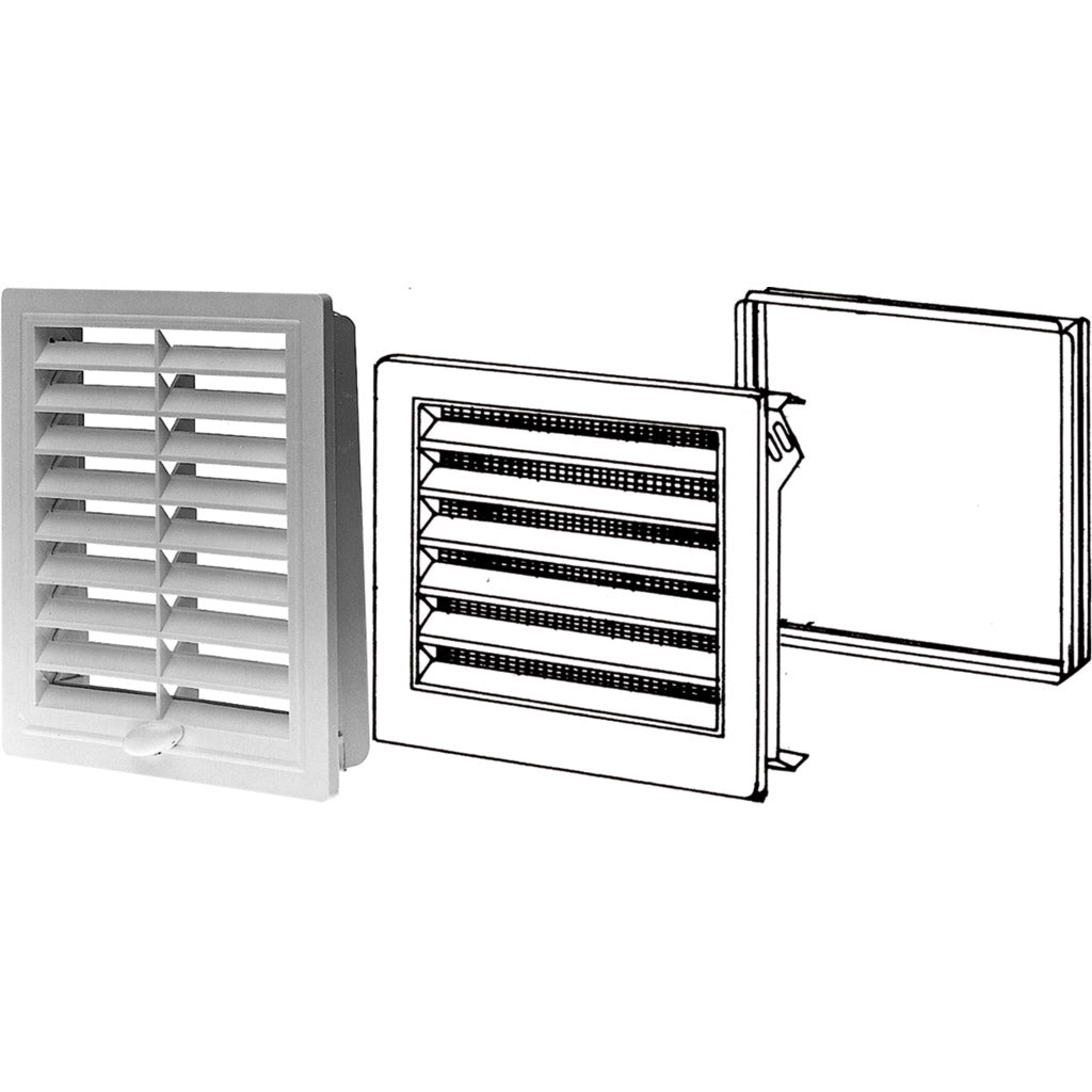 Griglia di ventilazione con zanzariera e telaio di installazione