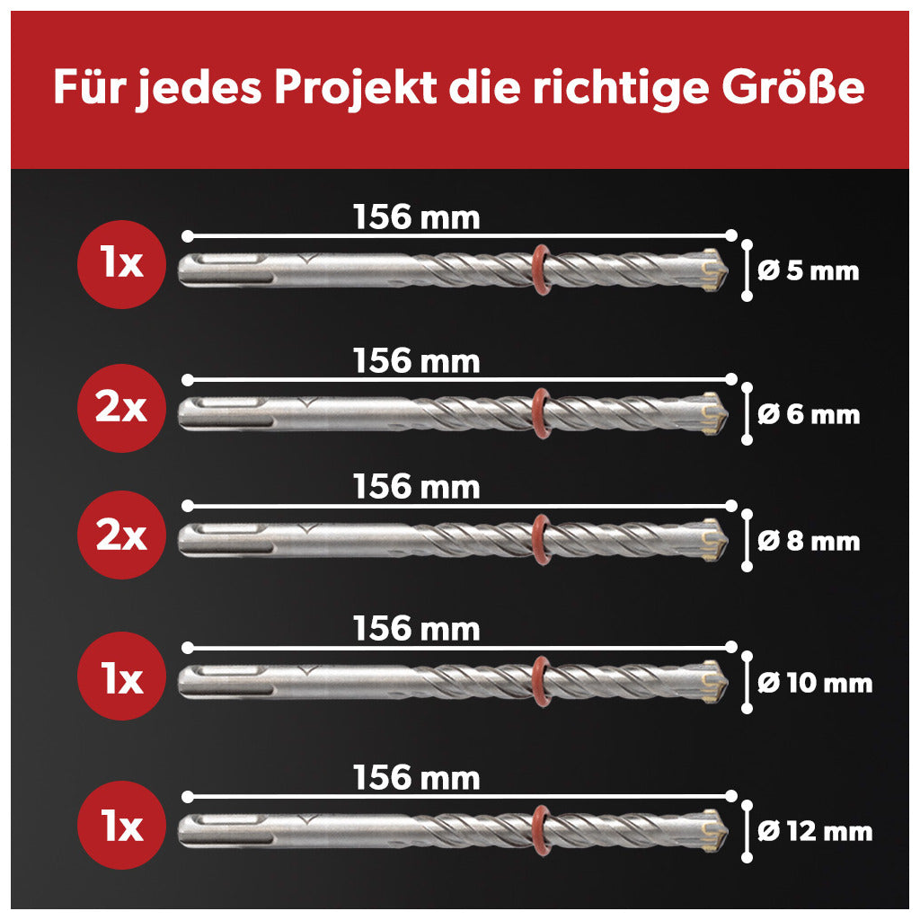 Siwitec SDS Plus Betonbohrer Set 7-teilig / 156 mm