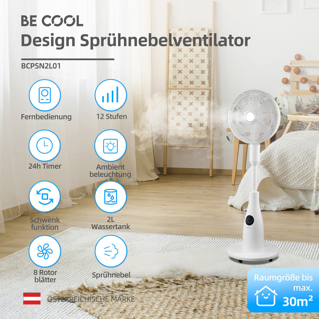 BE COOL Premium Sprühnebel-Standventilator