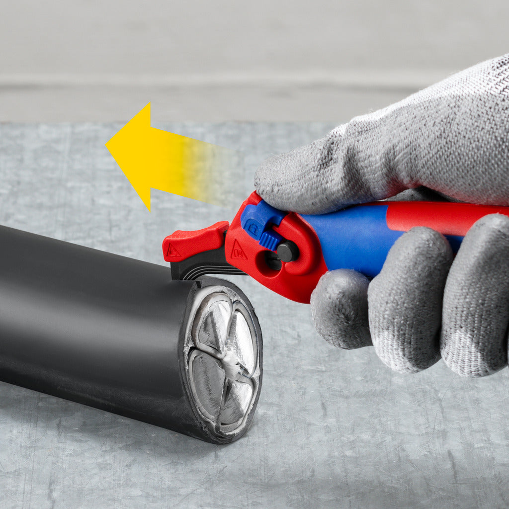 Knipex Abmantelungsmesser mit Gleitschuh &amp; Ratschenfunktion