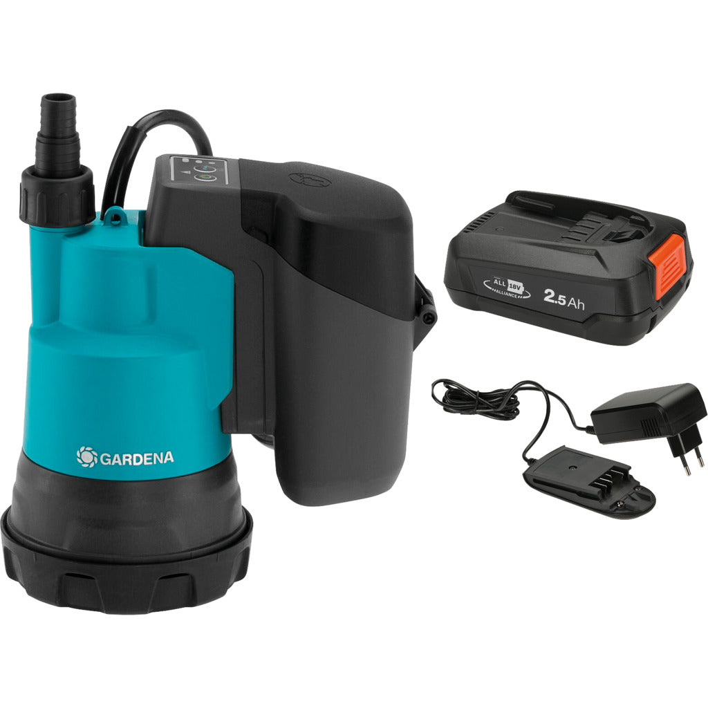 Gardena Akku-Klarwasser-Tauchpumpe 2000/2 18V P4A / Ready-To-Use Set