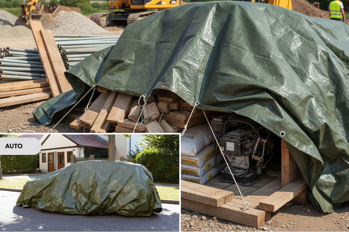 Abdeckplane für Baumaterial