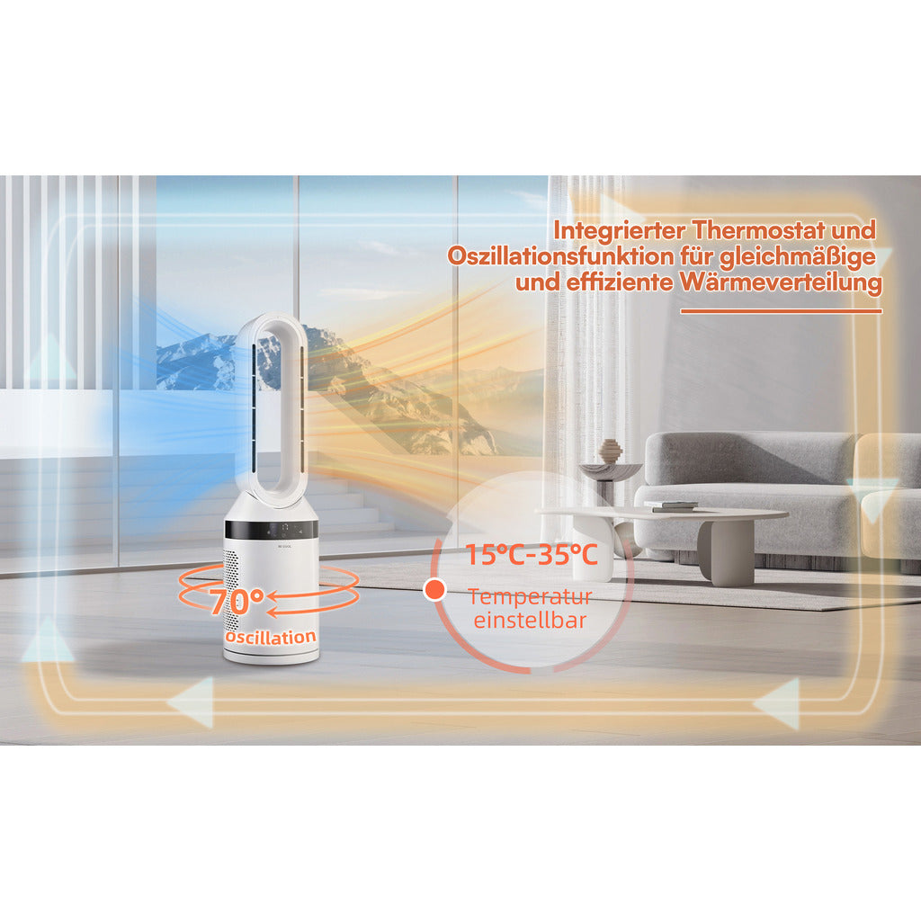 BE COOL Rotorloser 2in1 Turmheizlüfter mit Ventilatorfunktion