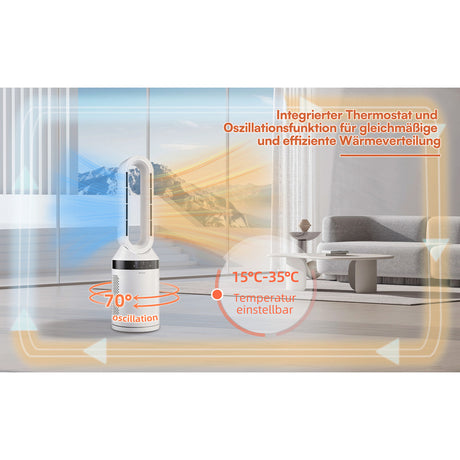 BE COOL Rotorloser 2in1 Turmheizlüfter mit Ventilatorfunktion