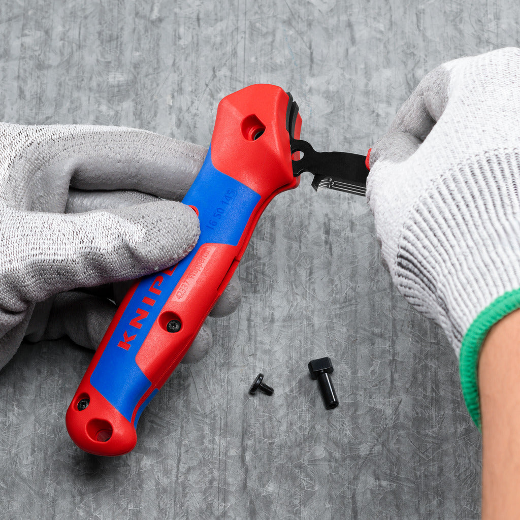 Knipex Abmantelungsmesser mit Gleitschuh &amp; Ratschenfunktion