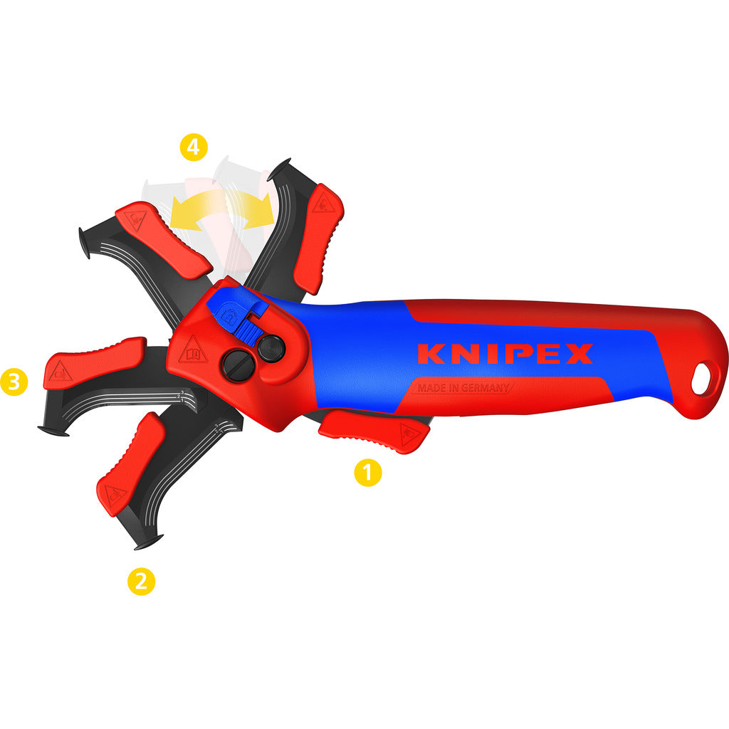 Knipex Abmantelungsmesser mit Gleitschuh &amp; Ratschenfunktion