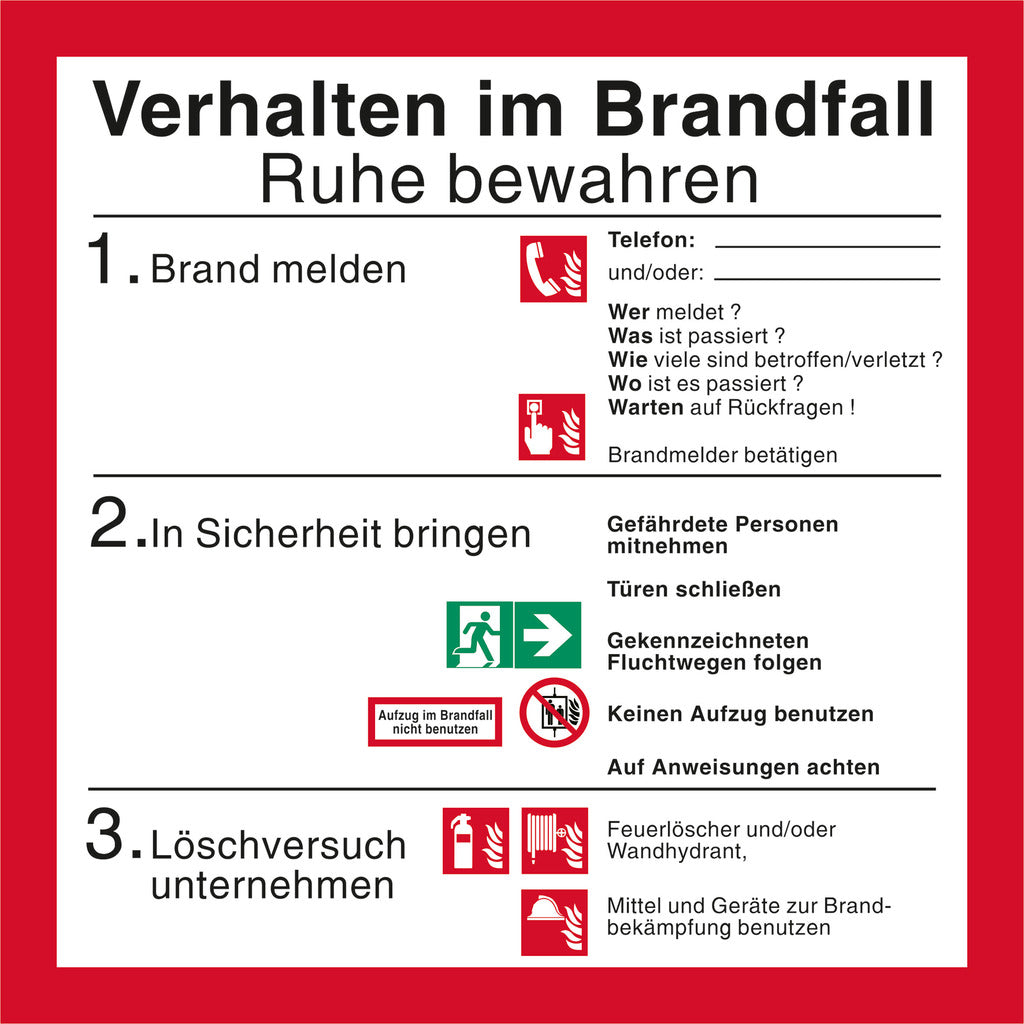 Brandschutzschild &quot;Verhalten im Brandfall"