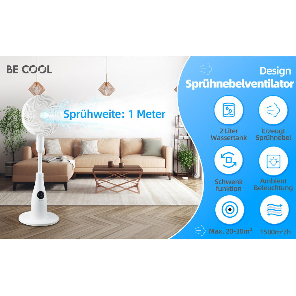 BE COOL Premium Sprühnebel-Standventilator