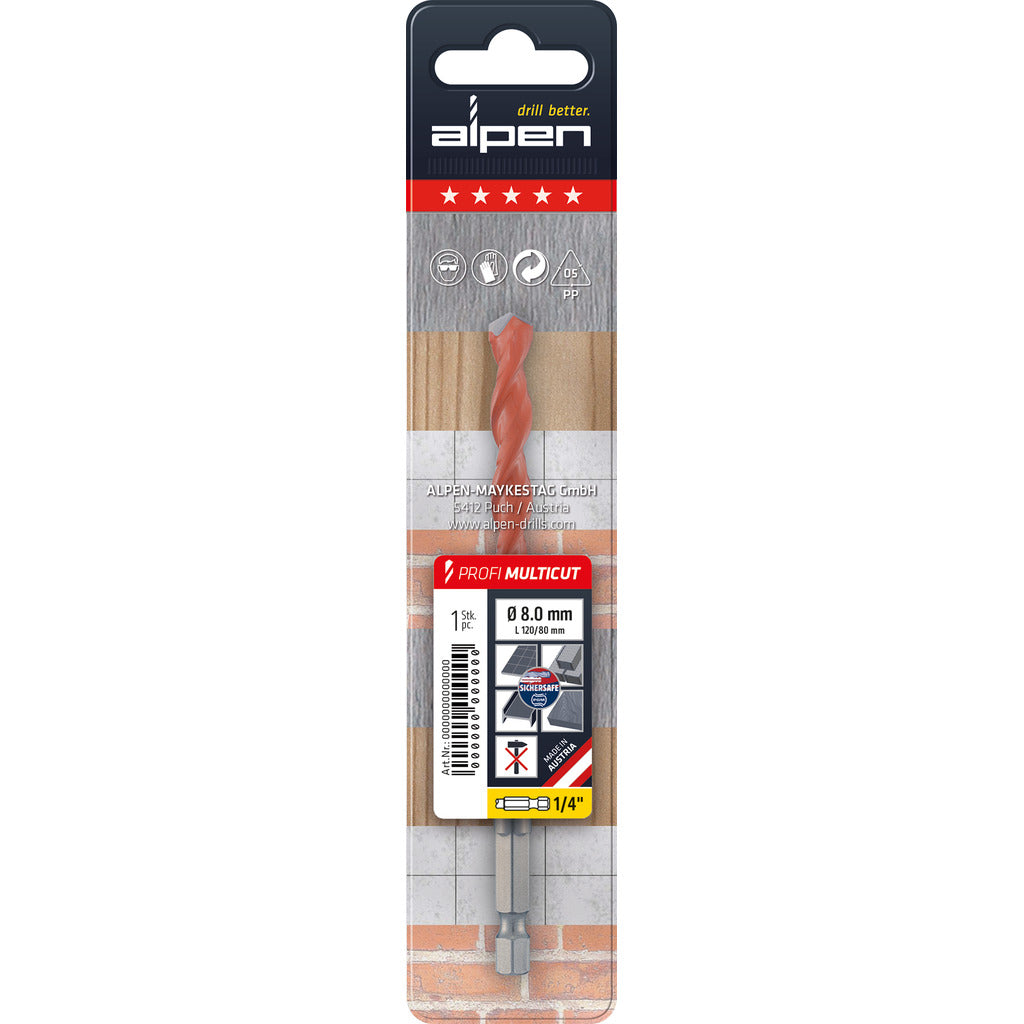HM-Mehrzweckbohrer PROFI-MULTICUT mit 1/4"-Sechskantschaft