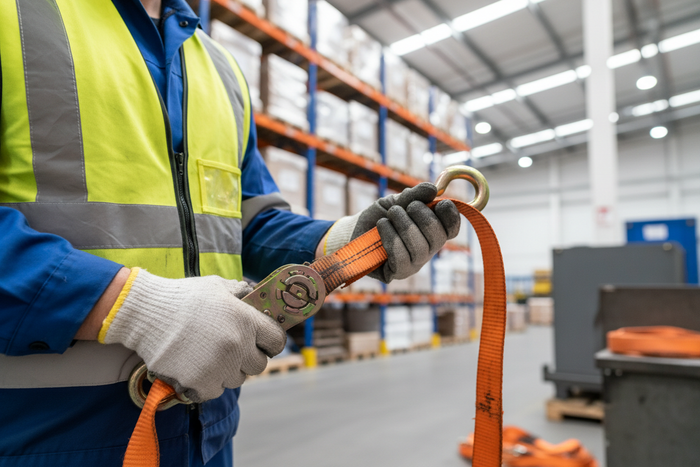 Zurrgurt Inspektion Nahaufnahme