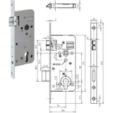 Haustürschloss Serie 127.WZ Dekorsilber