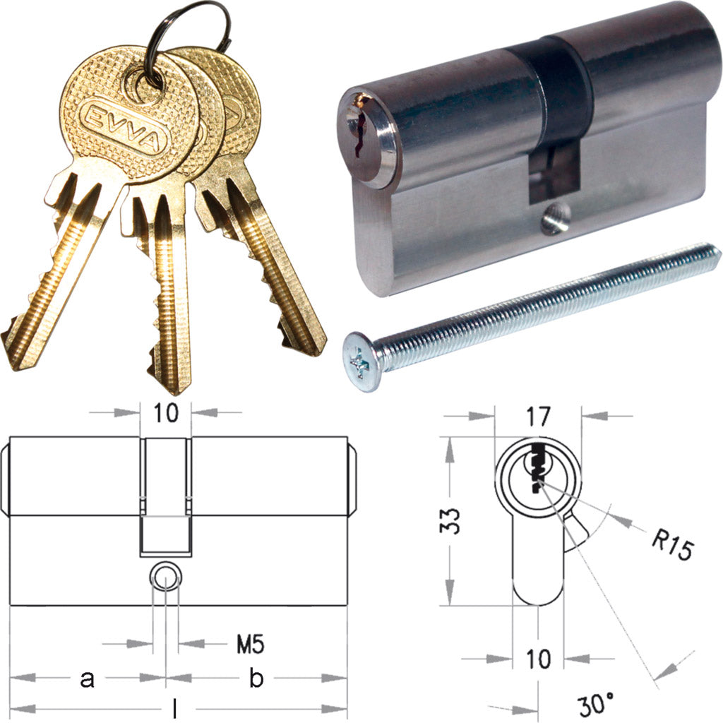 Doppelzylinder S-Profil / Nickel matt