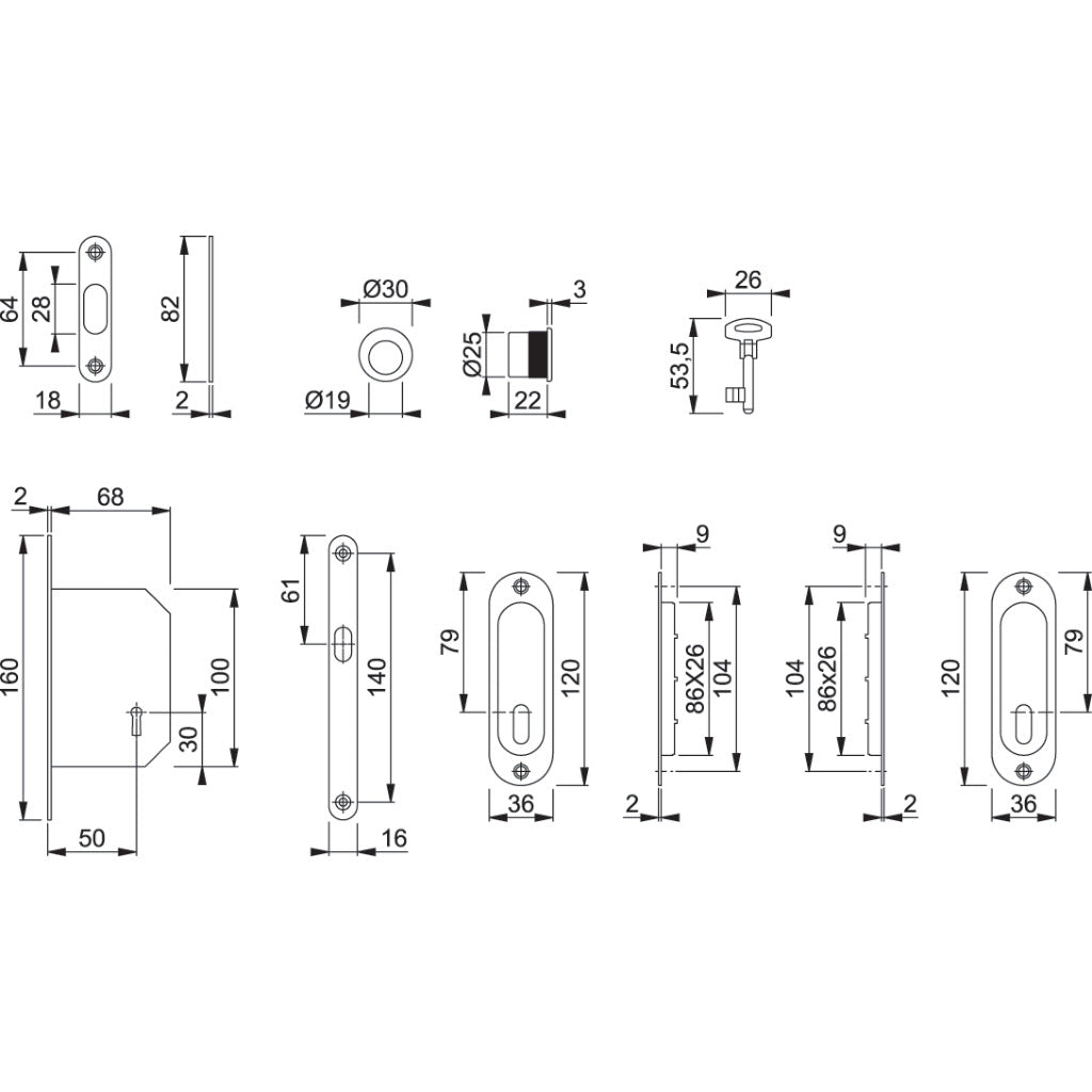 Schiebetürmuschel-Set 3 4930